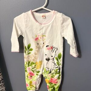 White Floral Safari Baby One-Piece Romper